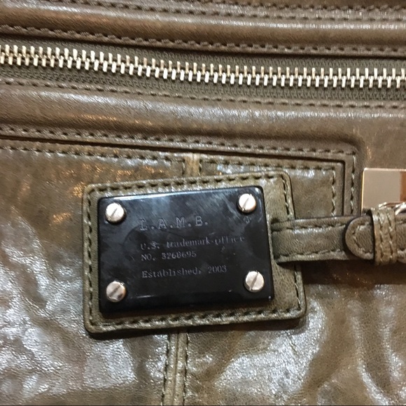 L.A.M.B Taupe Leather Saddle Hobo Purse Hand Bag - Picture 8 of 14